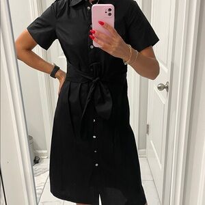 MICHAEL Michael Kors Black Midi Polo Collar Dress